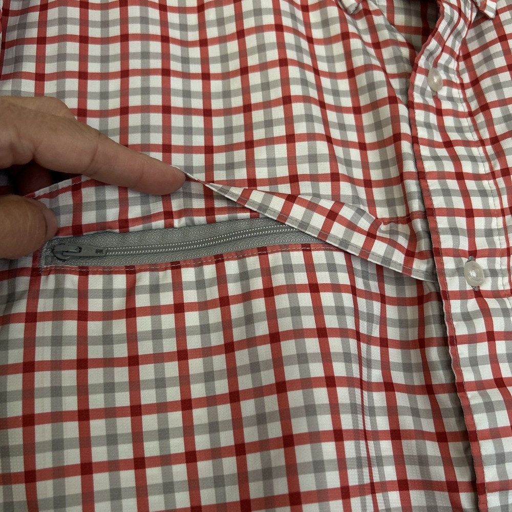 Huk Tide Point Performance Fishing Shirt Men's XL Red Gray Check LS Button Down - Picture 5 of 15